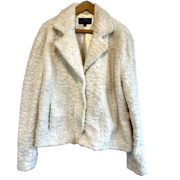 Montanaco Jackets & Blazers - Montanaco Cream Faux Shearling Teddy Coat XL White Curly Fleece Jacket Notched